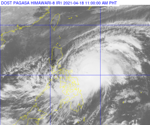Satellite image of Typhoon Bising from Pagasa