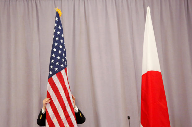 US, Japan, flags