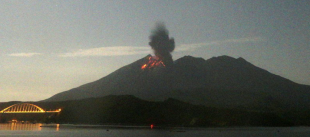 Japan’s Sakurajima volcano erupts before dawn on Sunday