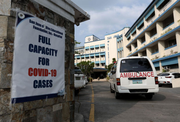 NOTICE The San Juan de Dios Educational Foundation in Pasay City, like many hospitals in Metro Manila, has run out of beds for COVID-19 patients. —RICHARD A. REYES