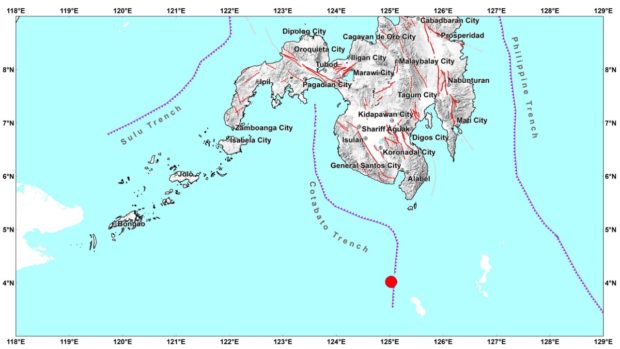 A 5.9 magnitude earthquake strikes waters off Davao Occidental