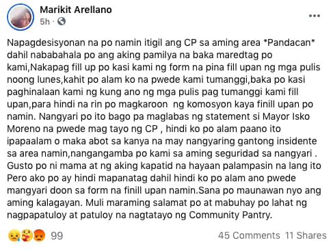 Pandacan community pantry shut as organizers fear being red-tagged