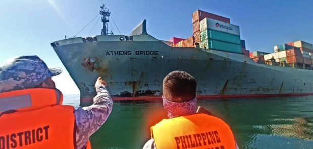 MV Athens Bridge docked at Sangley Point in Cavite. Image from Facebook/Philippine Coast Guard