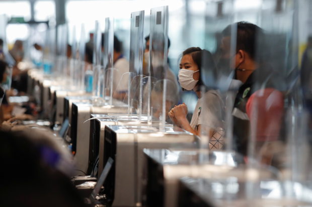 People line up to receive their vaccine against the coronavirus disease (COVID-19) at Suvarnabhumi airport in Bangkok, Thailand April 28, 2021