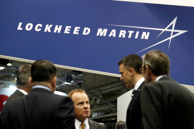 FILE PHOTO: The logo of Lockheed Martin is seen at Euronaval, the world naval defence exhibition in Le Bourget near Paris, France, October 23, 2018