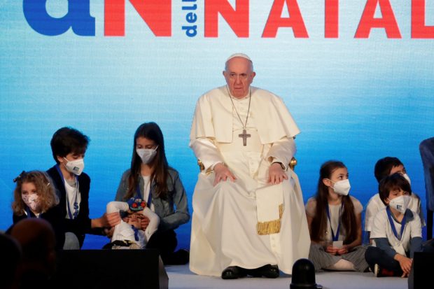 Pope Francis attends a conference on the Demographic Crisis in Rome, Italy May 14, 2021