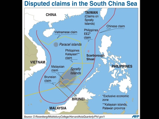 Disputed areas in South China Sea