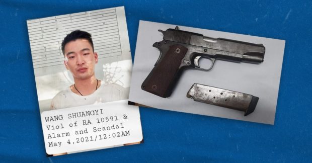 A Chinese national arrested for shooting gun in Malate, Manila. Image from MPD