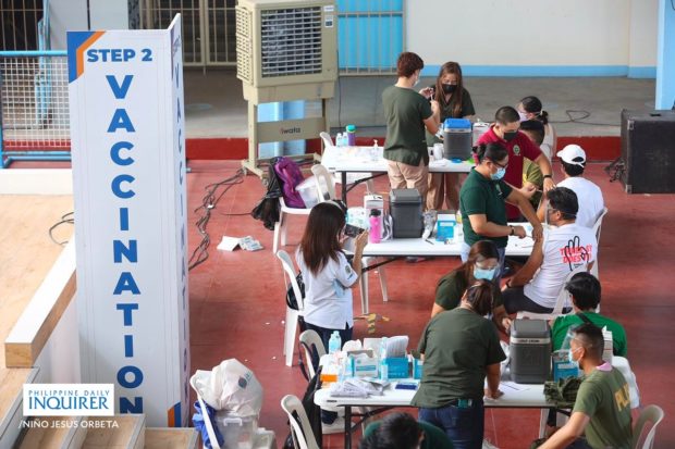 Health workers and frontliners receive their 2nd dose of the Sinovac vaccine against COVID-19 held at Marikina Elementary School