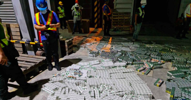 Smuggled fake cigarettes intercepted by Bureau of Customs in the Port of Subic. Image from BOC-Port of Subic. 