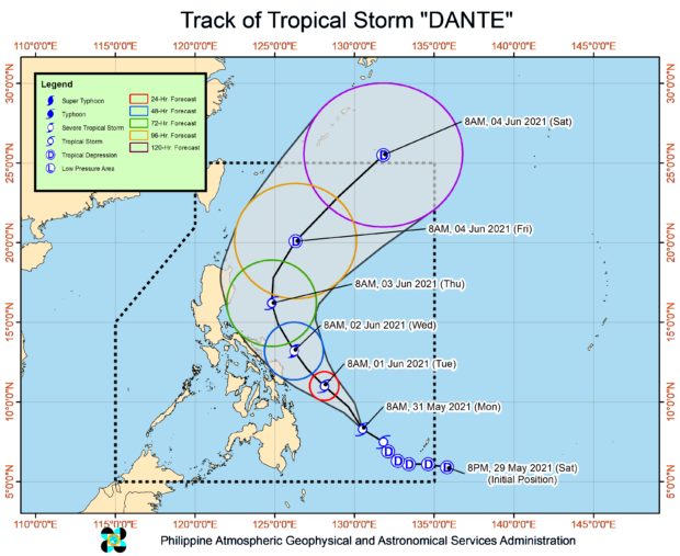 'Dante' intensifies into tropical storm; another LPA spotted outside PAR –  Pagasa