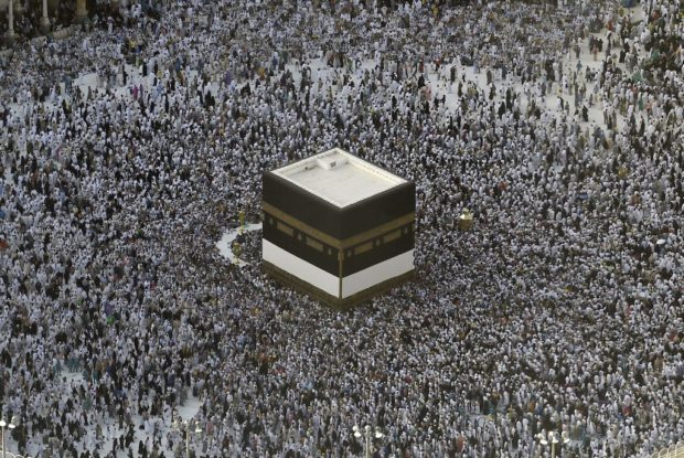 Muslim pilgrims gather around the Kaaba, Islam's holiest shrine, at the Grand Mosque in Saudi Arabia's holy city of Mecca, prior to the start of the annual Hajj pilgrimage in the holy city.