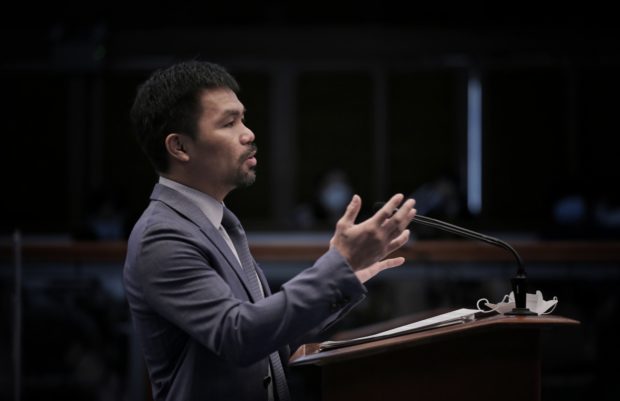 Pacquiao bats for health workers' minimum take-home pay of P50,000 a month