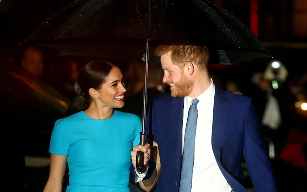Britain's Prince Harry and his wife Meghan, Duchess of Sussex, arrive at the Endeavour Fund Awards in London