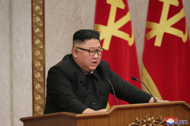 North Korean leader Kim Jong Un attends a plenary meeting of the Workers' Party central committee in Pyongyang, North Korea in this photo supplied by North Korea's Central News Agency (KCNA) on February 10, 2021.    KCNA via REUTERS