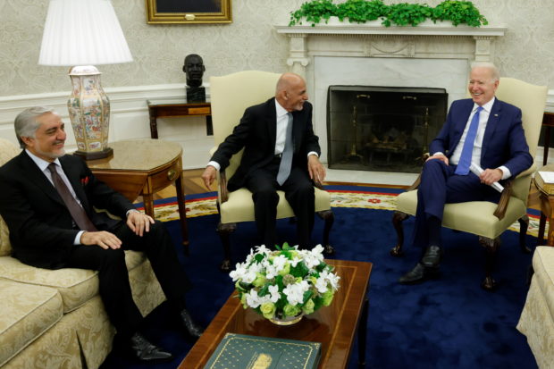 U.S. President Biden meets with Afghan President Ghani and Chairman of Afghanistan's High Council for National Reconciliation Abdullah in Washington
