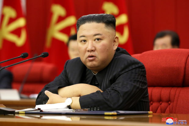 North Korean leader Kim Jong Un speaks during the fourth-day sitting of the 3rd Plenary Meeting of 8th Central Committee of the Workers' Party of Korea in Pyongyang, North Korea in this image released June 18, 2021 by the country's Korean Central News Agency. KCNA via REUTERS