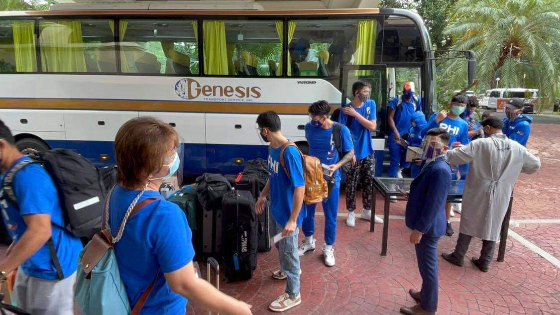 Gilas and foreign basketball teams arrive at a hotel in Clark Freeport for the FIBA Asia Cup 2021 Qualifiers