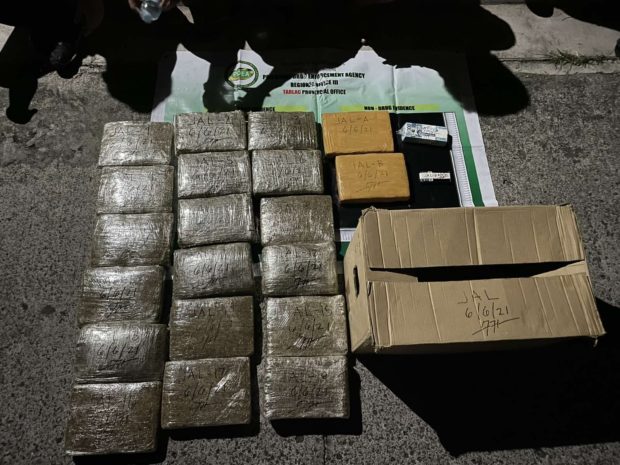 Marijuana bricks seized by Philippine Drug Enforcement Agency (PDEA) agents
