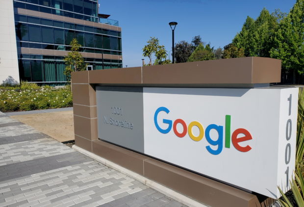A sign is pictured outside a Google office near the company's headquarters in Mountain View, California, U.S., May 8, 2019. 