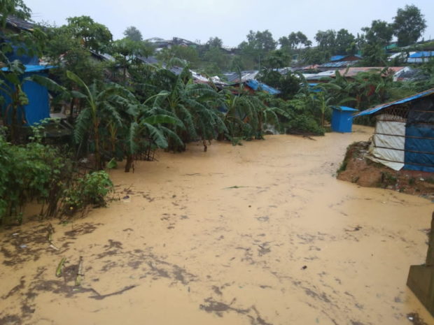 General view of a flooded area following heavy monsoon rains at Cox's Bazar, Bangladesh July 27, 2021 in this picture taken July 27, 2021. Arakan Times/via REUTERS