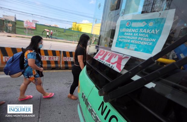 Bus headed for PITX. STORY: Free rides for NLET-Cubao, NLET-PITX start on April 21