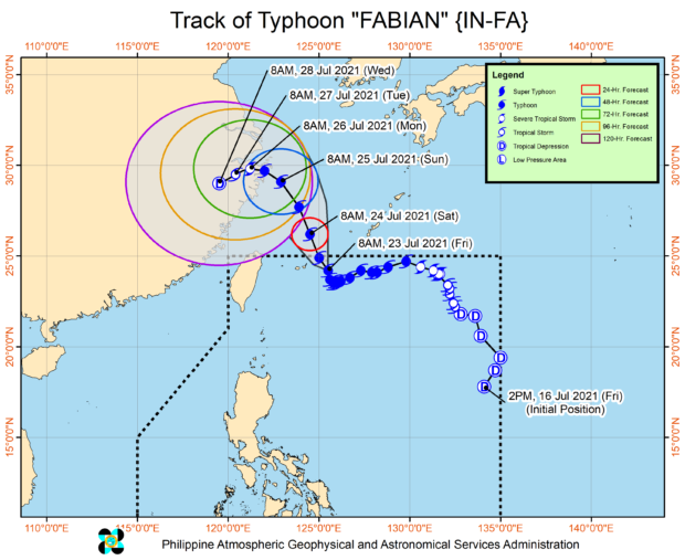Track of Typhoon Fabian. Image from Pagasa