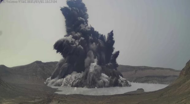 Phreatomagmatic activity in Taal Volcano. Screengrab from Phivolcs