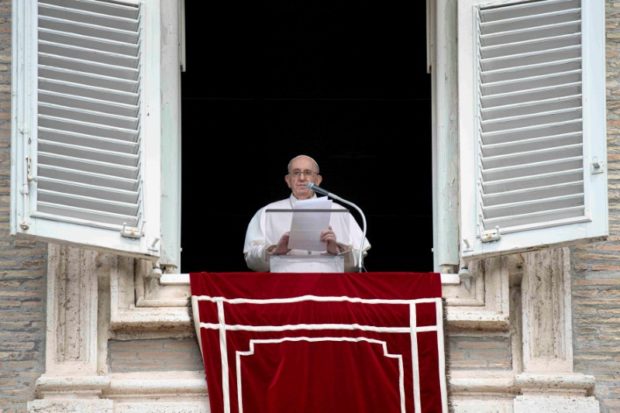  Pope Francis leads Angelus prayer from his wondow at the Vatican