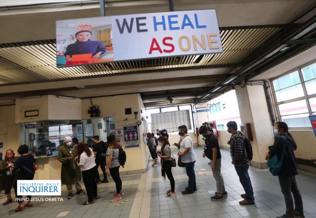 The MRT-3 started on Tuesday the random COVID-19 antigen testing of passengers amid the spike of infections in the metropolis.