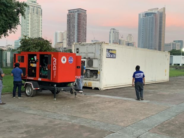 Refrigerated truck for bodies of dead COVID-19 patients. Image from Manila PIO