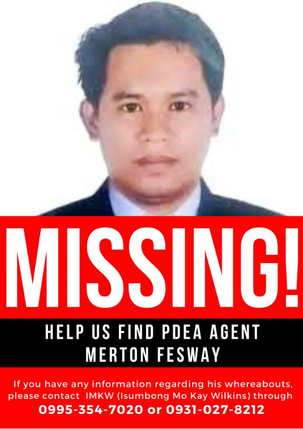 Missing PDEA agent Merton Fesway. Image from PDEA