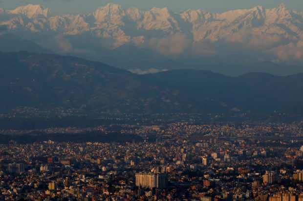 Mountains are pictured above the portion of Kathmandu Valley as pollution level drops on the forty-second day of the lockdown imposed by the government amid concerns about the spread of the coronavirus disease (COVID-19) outbreak, in Kathmandu, Nepal May 4, 2020. REUTERS/Navesh Chitrakar