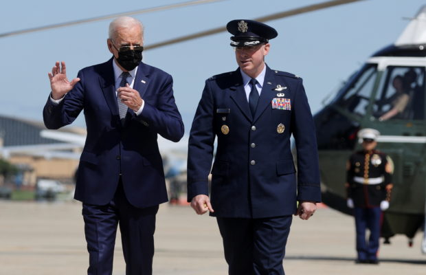 U.S. President Joe Biden walks to board Air Force One to travel to Louisiana to tour the hurricane-affected areas, from Joint Base Andrews, Maryland, U.S. September 3, 2021. REUTERS/Jonathan Ernst