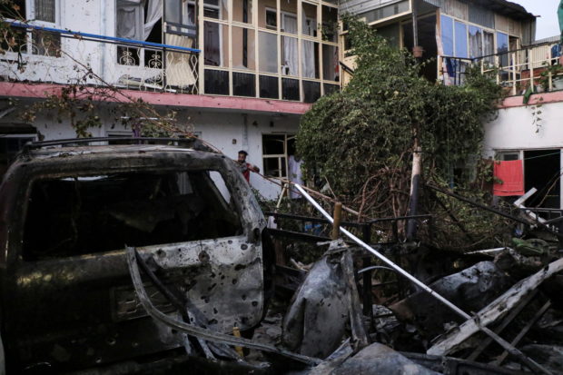 General view of a residence house destroyed after a rocket attack in Kabul, Afghanistan August 29, 2021.REUTERS/Stringer