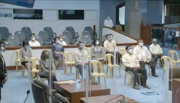 DFA officials and envoys face a panel of the Commission on Appointments. Screengrab from Senate livestream
