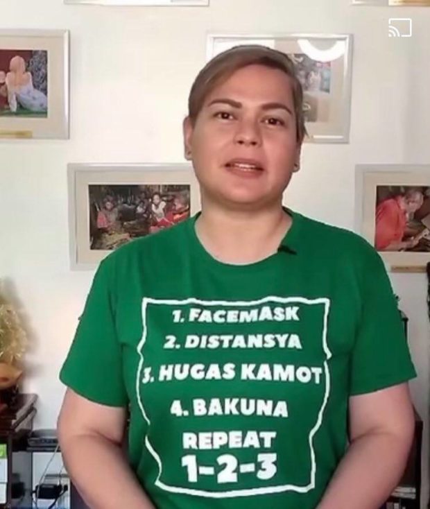 Davao City Mayor Sara Duterte-Carpio during a public message last Sept. 15. Screengrab from her Facebook page