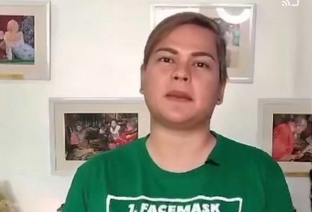 Davao City Mayor Sara Duterte-Carpio during a public message last Sept. 15. Screengrab from her Facebook page