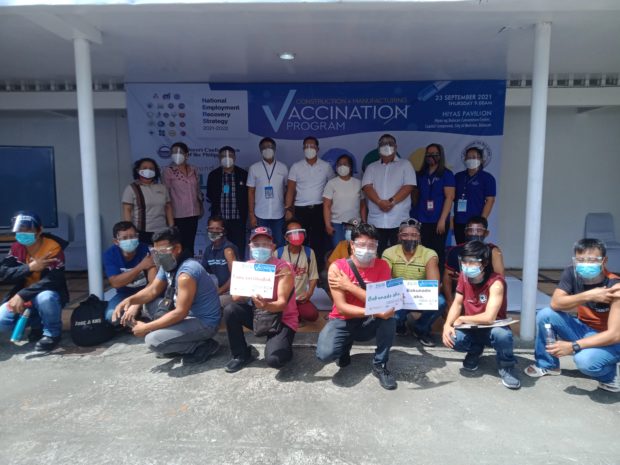 These workers belonging to the labor sector in Bulacan province received the first dose of the vaccine against COVID-19