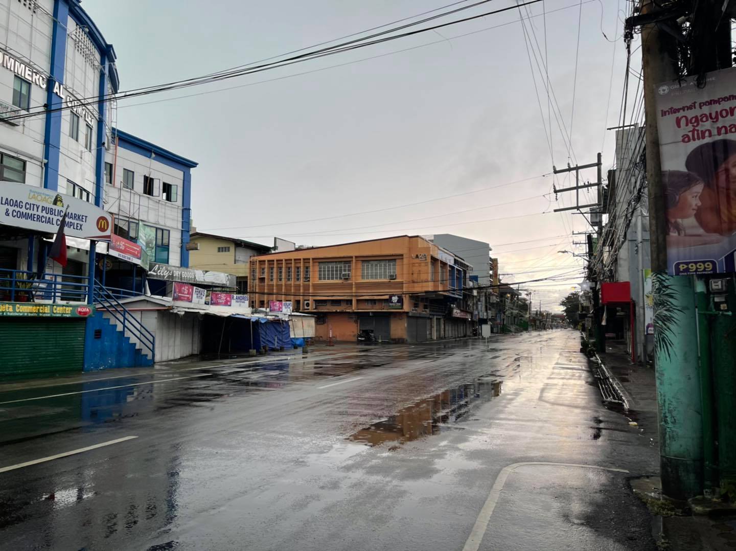 The central commercial district of Ilocos Norte's capital city of Laoag is seen empty on Aug. 29, the fourth Sunday when the “No Movement Day" was enforced as a measure to curb the spread of COVID-19. (Photo courtesy of Laoag City government)