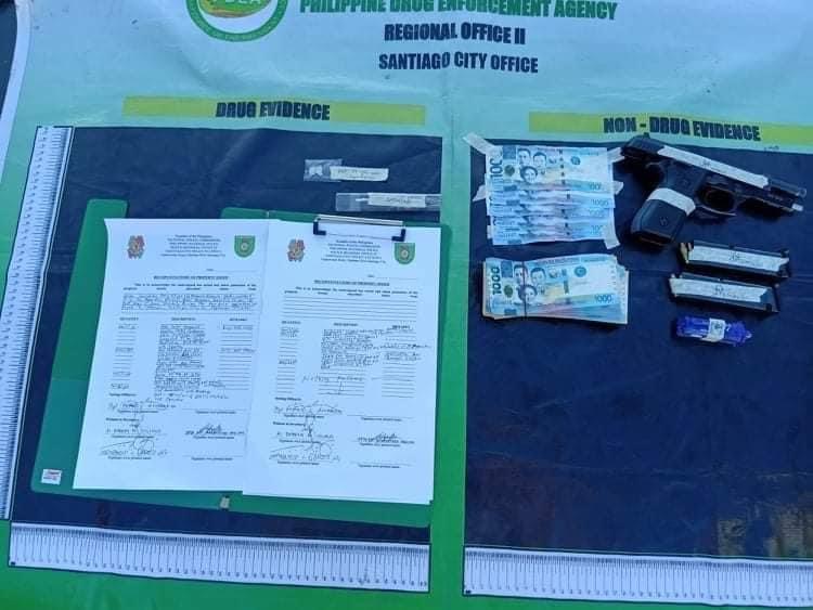Anti-narcotics agents seized these items from a policeman and his companion during a drug buy-bust operation in Santiago City.
