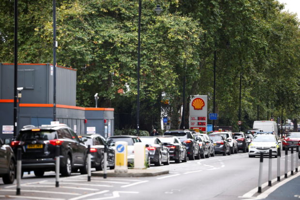london long queue gas station