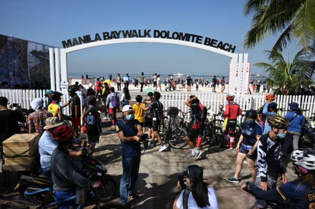 Manila City Mayor Isko Moreno challenged the IATF to file charges against officials of the DENR over overcrowding at the dolomite beach.