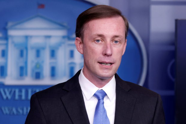 FILE PHOTO: White House National Security Advisor Jake Sullivan delivers remarks during a press briefing inside the White House in Washington, U.S., February 4, 2021. REUTERS/Tom Brenner