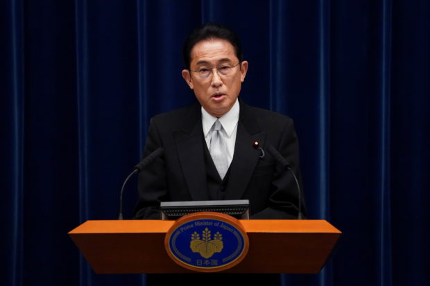 FILE PHOTO: Fumio Kishida, Japan's prime minister, speaks during a news conference at the prime minister's official residence in Tokyo, Japan, October 4, 2021. Toru Hanai/Pool via REUTERS