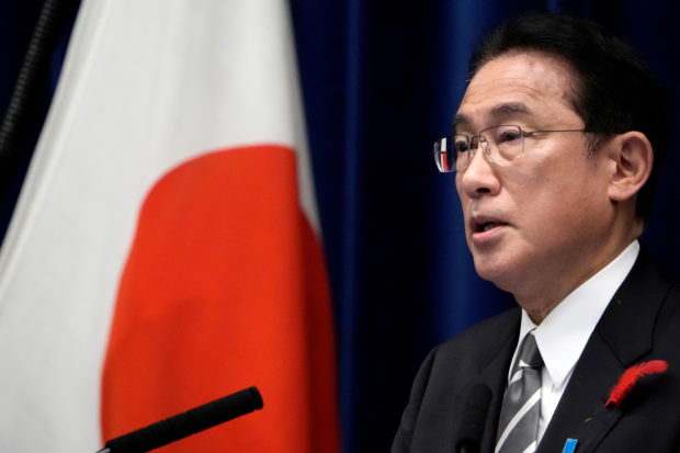 FILE PHOTO: Japanese Prime Minister Fumio Kishida speaks during a news conference at the prime minister's official residence in Tokyo, Japan October 14, 2021. Eugene Hoshiko/Pool via REUTERS