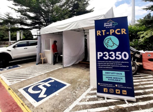 This drive-thru swab testing is offered at the parking grounds of SM San Jose Del Monte in Bulacan province. (Photo courtesy of SM San Jose Del Monte)