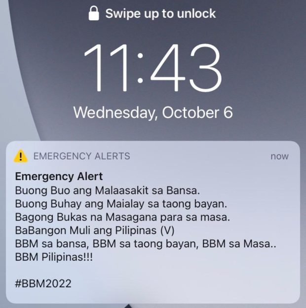 Use of emergency alerts for Marcos’ campaign is meant to derail his candidacy, lawyer says
