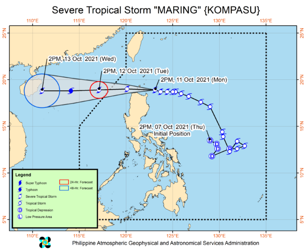 Signal No. 2 still up in 9 areas of Luzon due to severe TS Maring – Pagasa