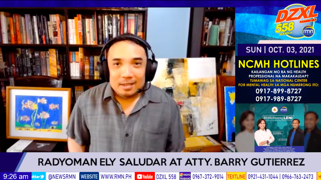 Atty. Barry Gutierrez, Vice President Leni Robredo’s spokesperson, talks about current issues during the BISErbisyong LENI program on DZXL.